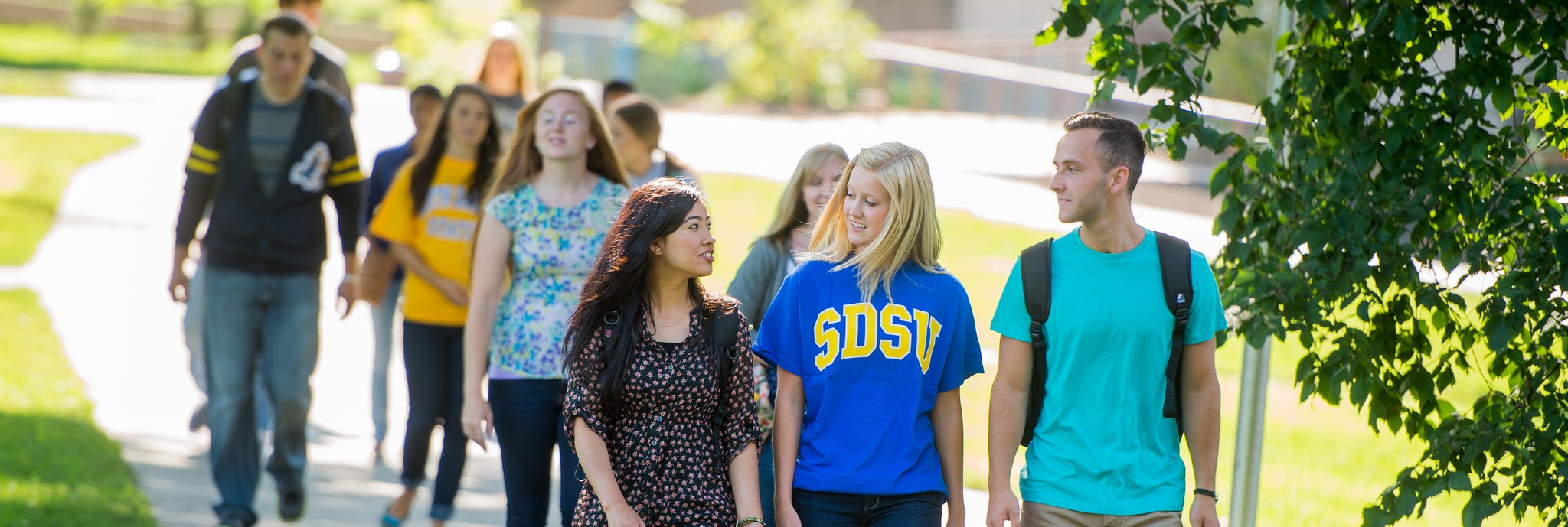 SDSU students walking on campus.